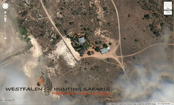 Satellite view showing Westfalen Hunting Safaris lodge